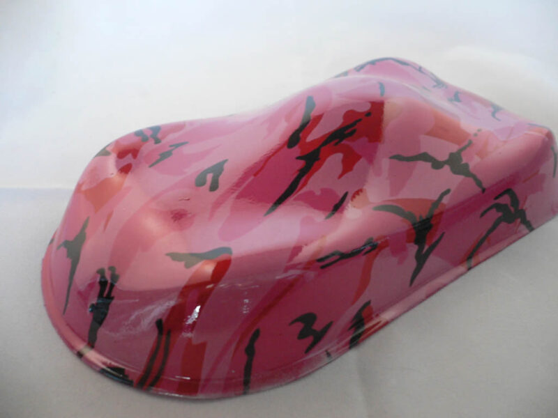 pink camo on red base