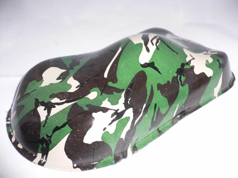 green camo on white base