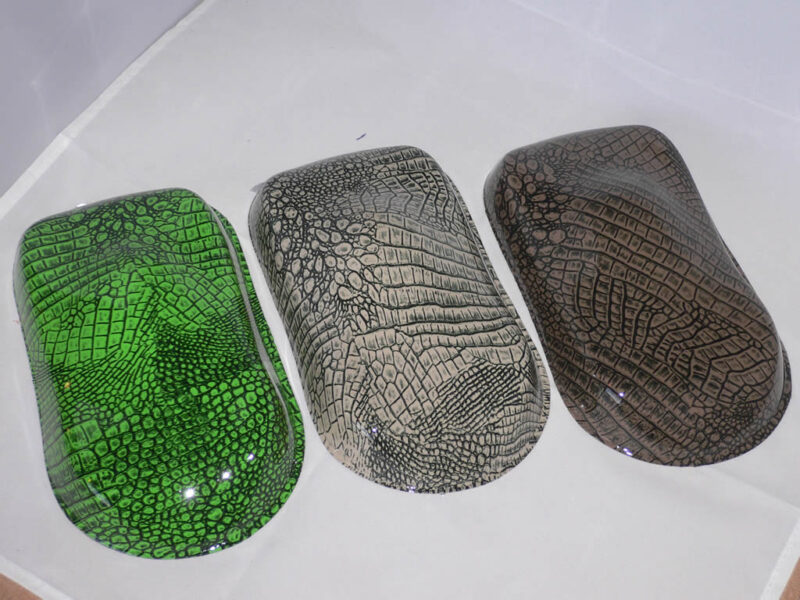 crocodile over bright green, beige and brown