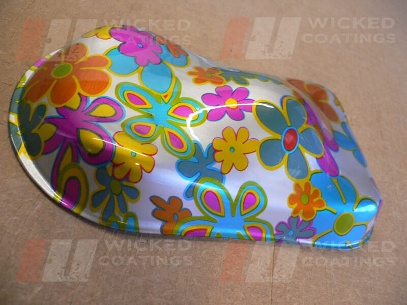 Multi colour flower over silver base