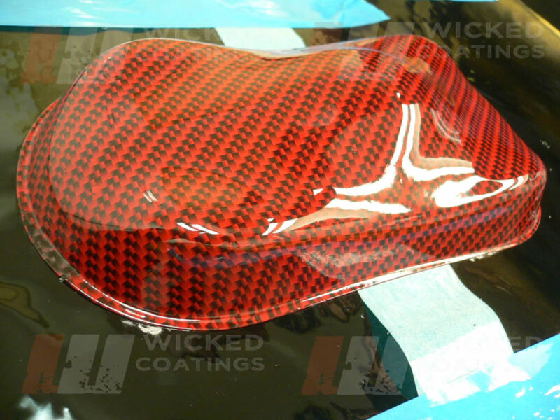 black weave over red base