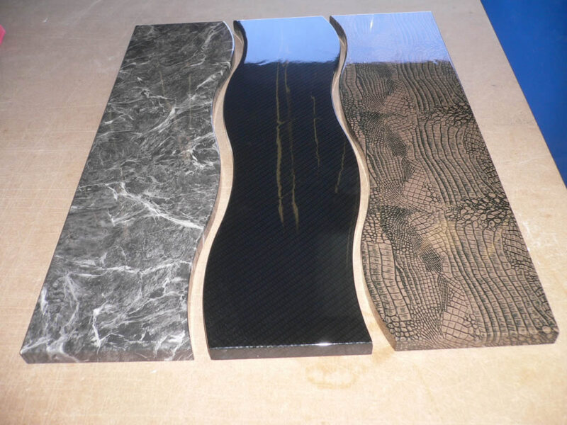 Marble, Carbon and Crocodile skin dipped chest of draw fronts