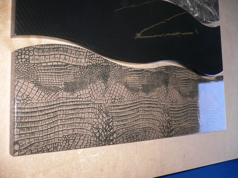 Carbon and Crocodile skin dipped chest of draw fronts