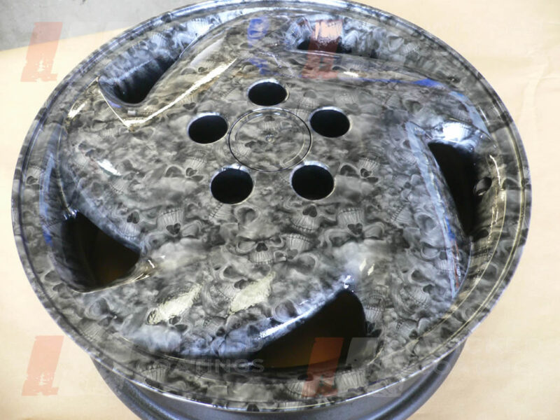 Car wheel dipped in reaper