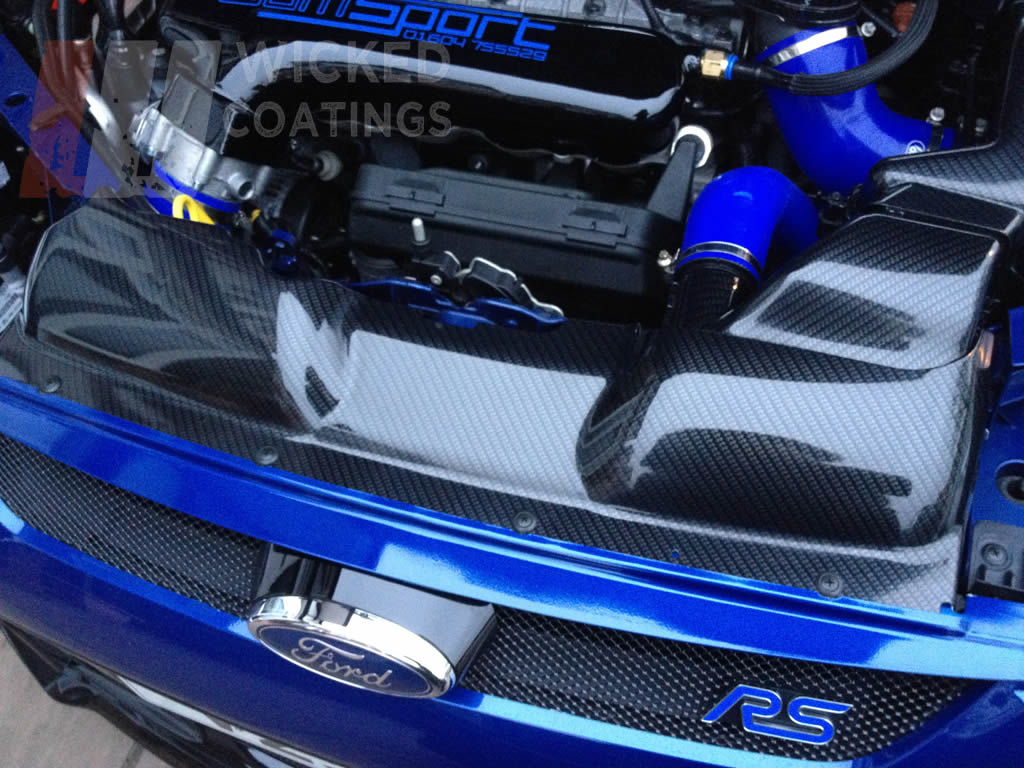 carbon dipping on Ford Focus RS engine parts