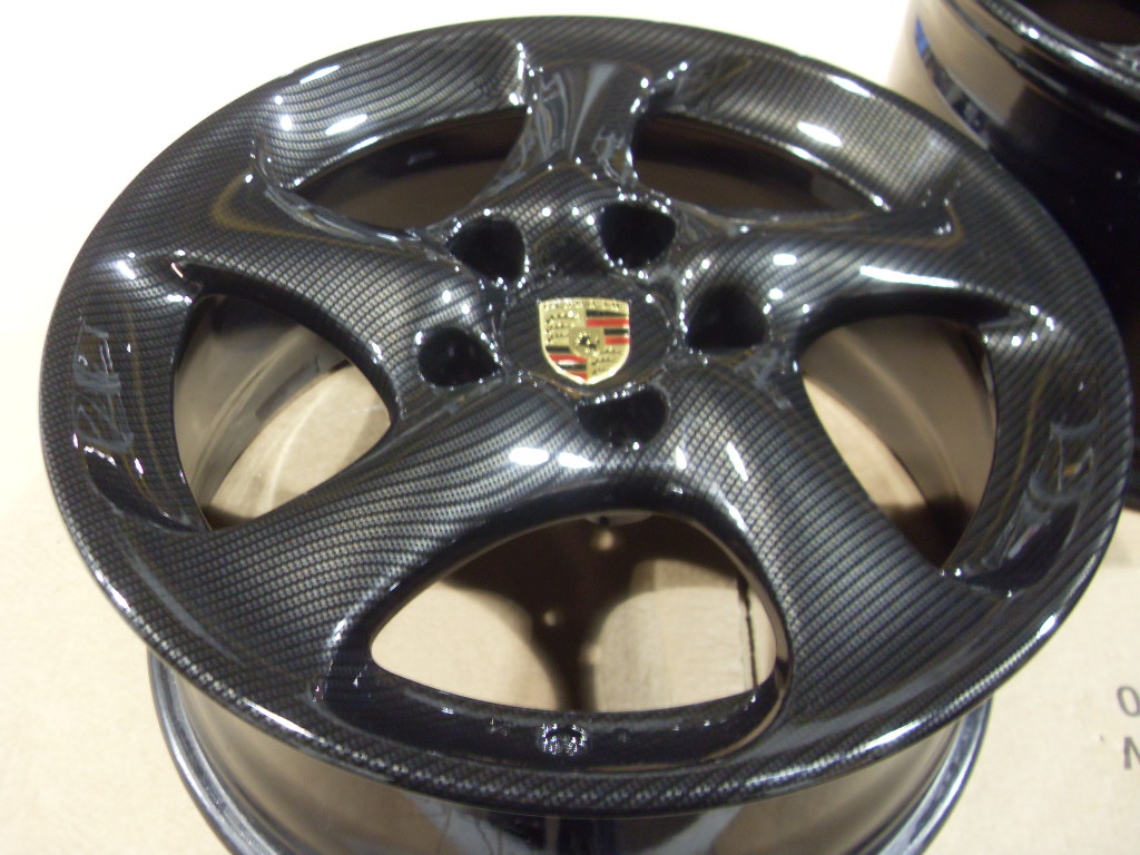 Wicked Coatings Porsche Carrera carbon dipped alloy wheels set