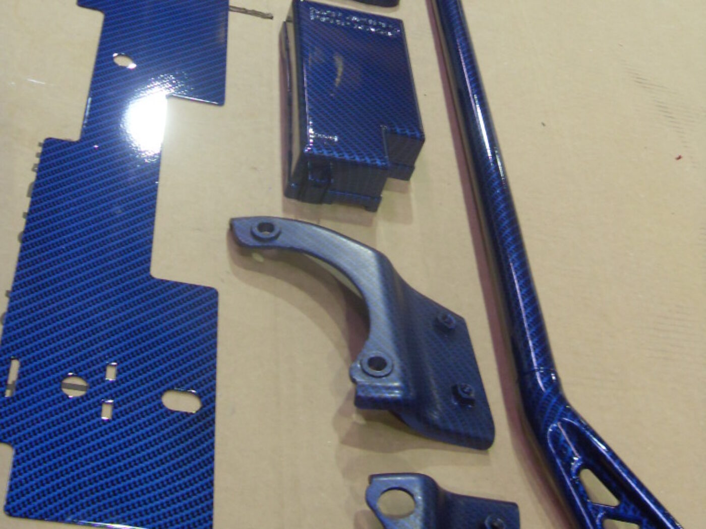 Blue carbon dipped car interior Volkswagen Golf