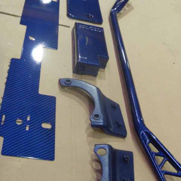 Blue carbon dipped car interior Volkswagen Golf