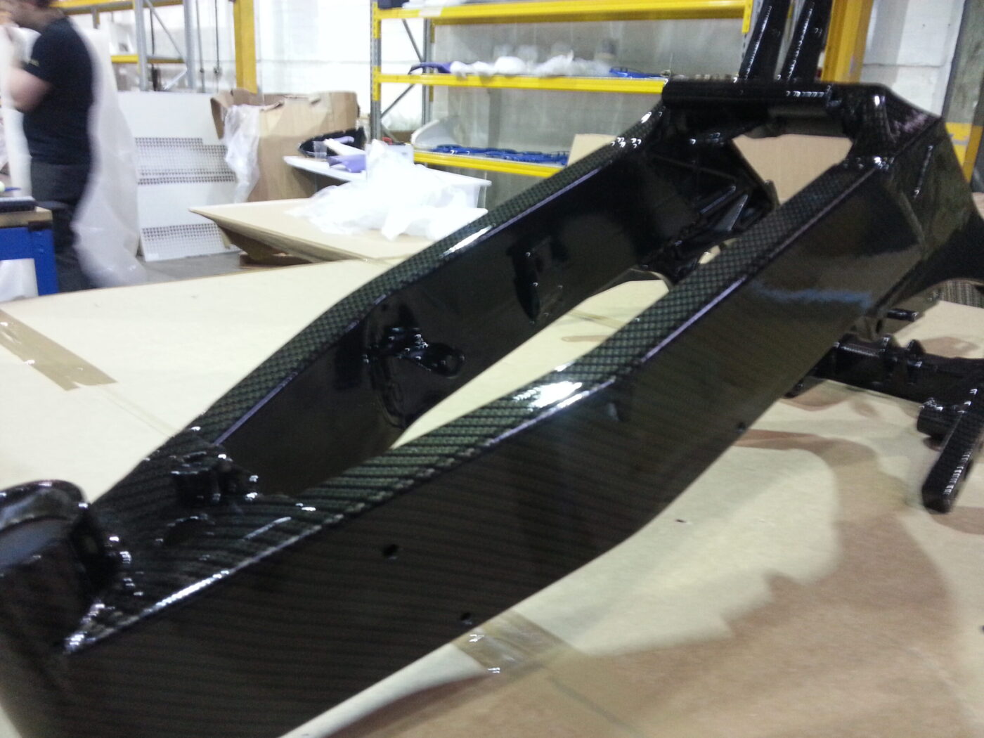Motorbike parts coated in carbon fibre