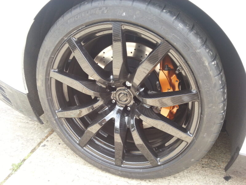 Nissan GTR Alloy Wheels Coated In Carbon Fibre Painted Black