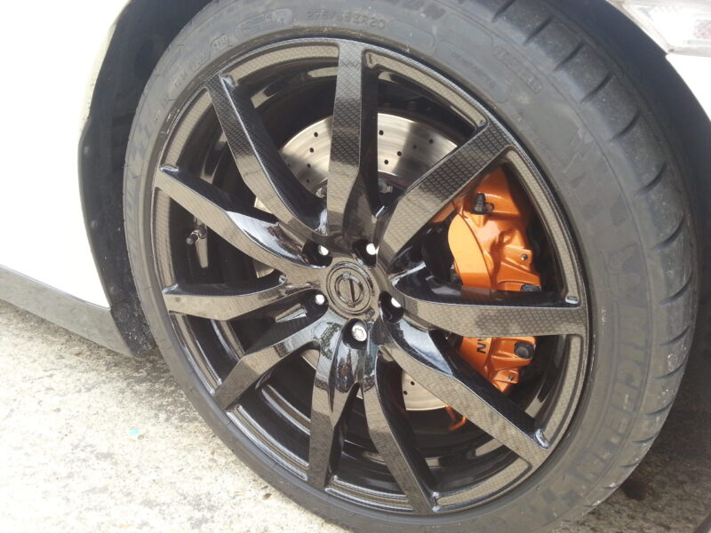 Nissan GTR Alloy Wheels Coated In Carbon Fibre Painted Black