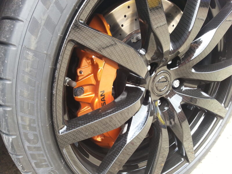 Nissan GTR Alloy Wheels Coated In Carbon Fibre Painted Black