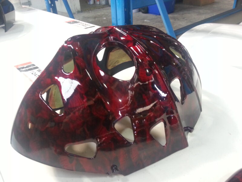 Hockey Mask Coated In Skull Hydrographic Film Painted Red