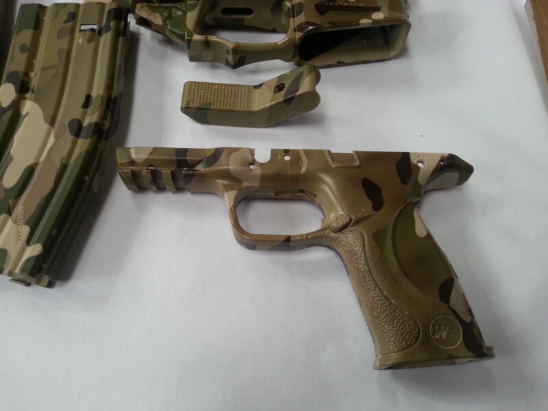 Gun Elements Coated In Military Camouflage Hydrographic Film