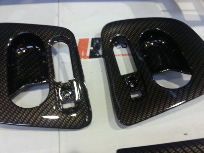 Car Interior Various Elements Coated In Carbon Fibre Hydrographic Film Painted Black