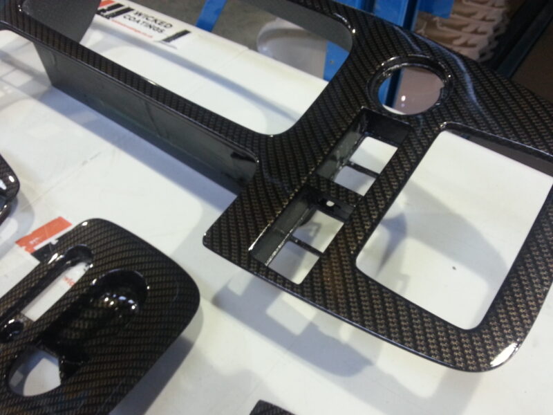 Car Interior Various Elements Coated In Carbon Fibre Hydrographic Film Painted Black