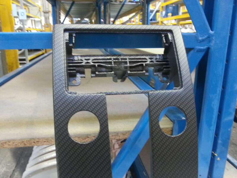 Car Interior Various Elements Coated In Carbon Fibre Hydrographic Film Painted Black