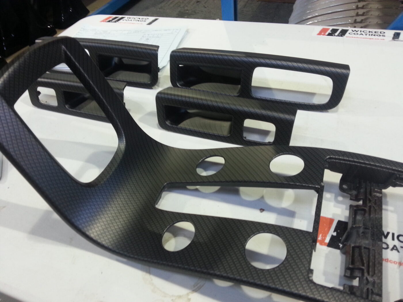 Car Interior Various Elements Coated In Carbon Fibre Hydrographic Film Painted Black