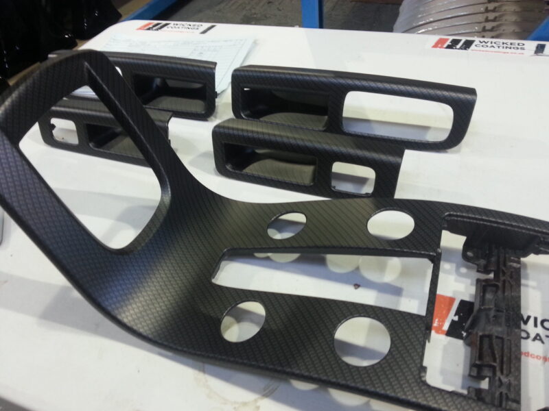 Car Interior Various Elements Coated In Carbon Fibre Hydrographic Film Painted Black