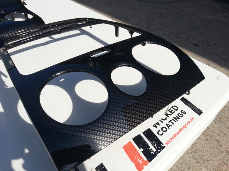 Car Interior Various Elements Coated In Carbon Fibre Hydrographic Film Painted Black