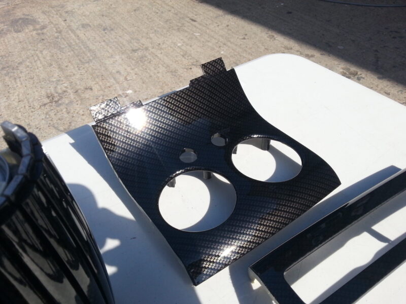 Car Interior Various Elements Coated In Carbon Fibre Hydrographic Film Painted Black