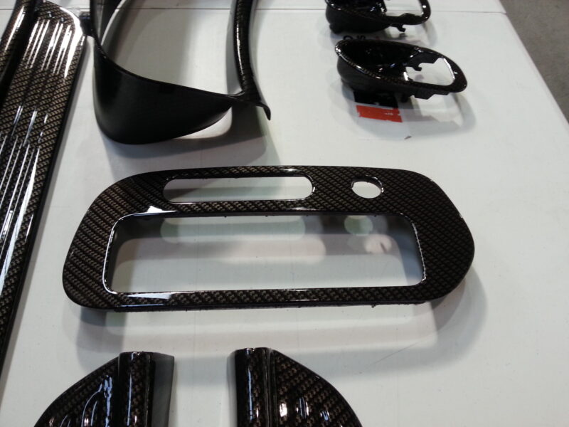Car Interior Various Elements Coated In Carbon Fibre Hydrographic Film Painted Black