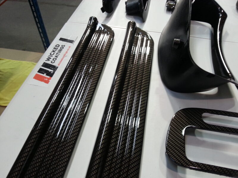 Car Interior Various Elements Coated In Carbon Fibre Hydrographic Film Painted Black