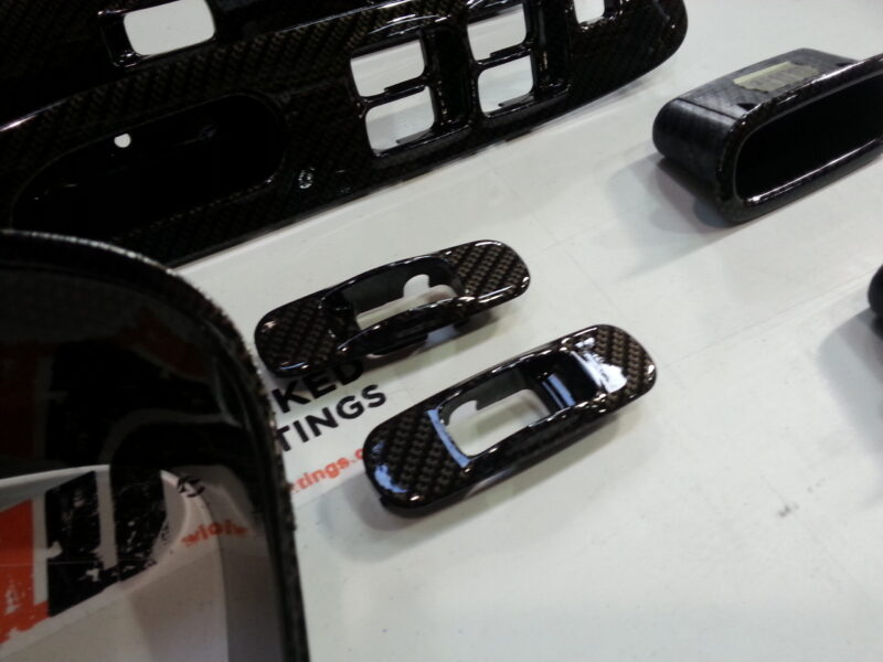 Car Interior Various Elements Coated In Carbon Fibre Hydrographic Film Painted Black