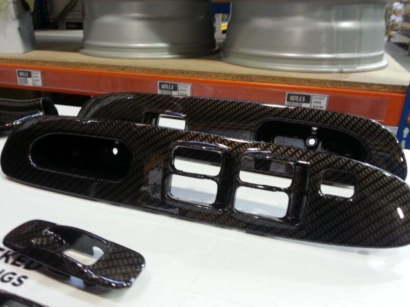Car Interior Various Elements Coated In Carbon Fibre Hydrographic Film Painted Black