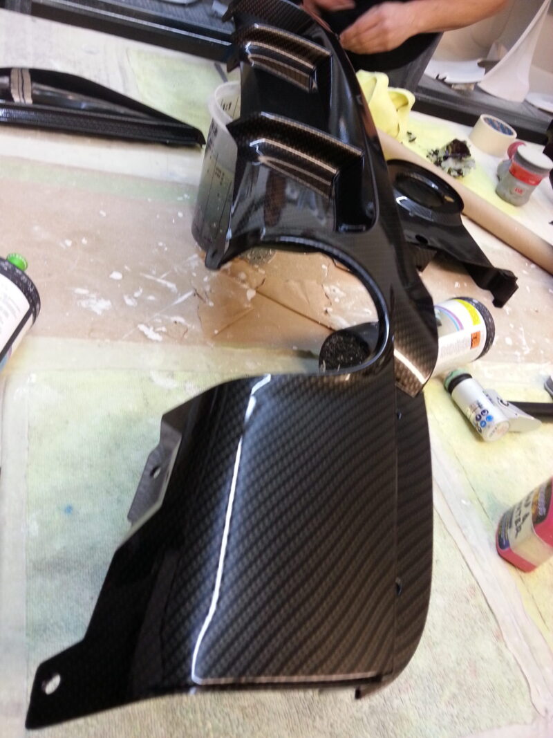 Car Interior Various Parts Coated In Carbon Fibre Hydrographic Film Painted Black