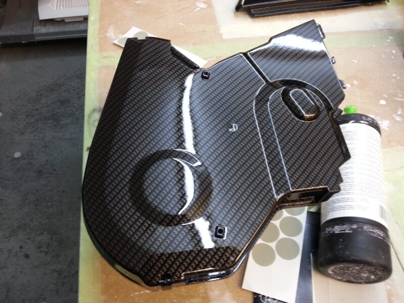 Car Interior Various Parts Coated In Carbon Fibre Hydrographic Film Painted Black