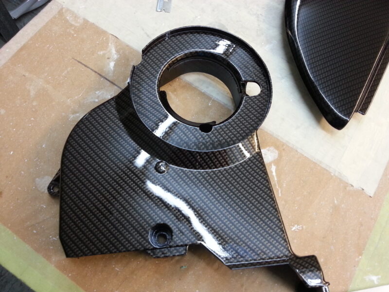 Car Interior Various Parts Coated In Carbon Fibre Hydrographic Film Painted Black