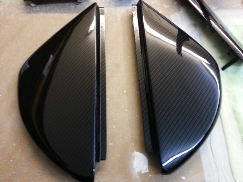 Car Interior Various Parts Coated In Carbon Fibre Hydrographic Film Painted Black