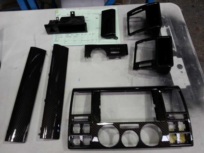 Car Interior Various Parts Coated In Carbon Fibre Hydrographic Film Painted Black