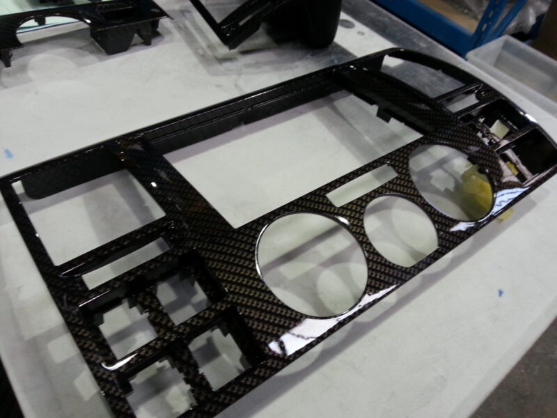 Car Interior Various Parts Coated In Carbon Fibre Hydrographic Film Painted Black
