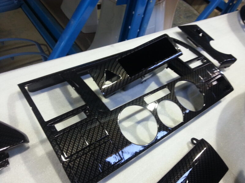 Car Interior Various Parts Coated In Carbon Fibre Hydrographic Film Painted Black