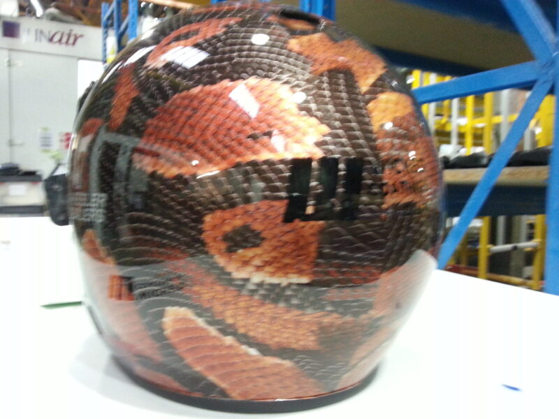 Motorbike Helmet Coated In Snake Skin