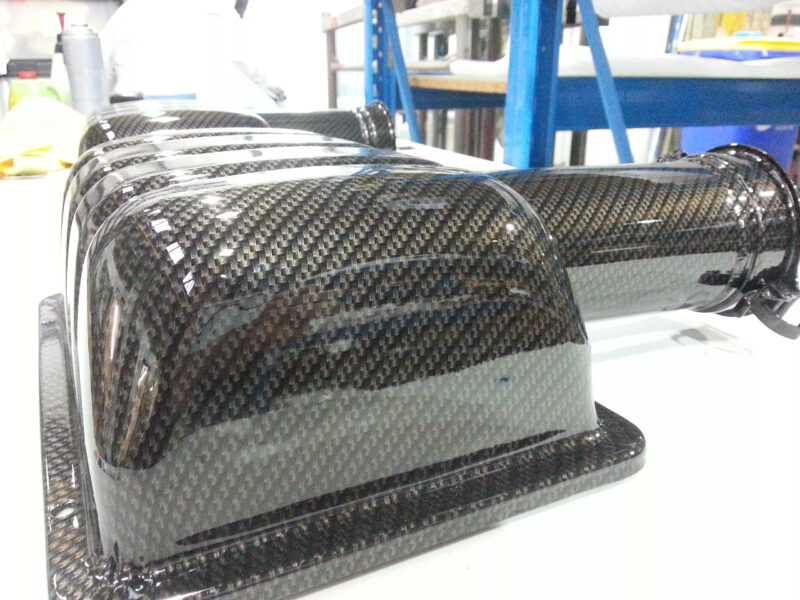 Car Air Filter Case Coated In Carbon Fibre Hydrographic Film Painted Black