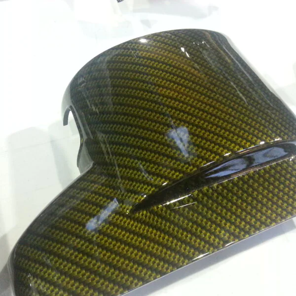 Car Interior Various Elements Coated In Carbon Fibre Hydrographic Film Painted Dark Yellow
