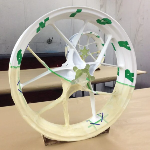 KTM Racing wheels painted white and green