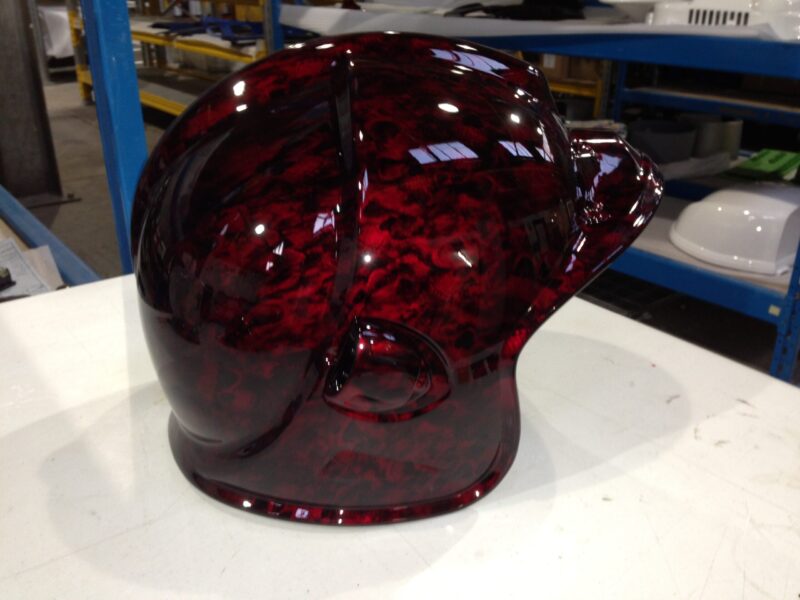 Fire Helmet Coated In Skull Hydrographic Film Painted Dark Red