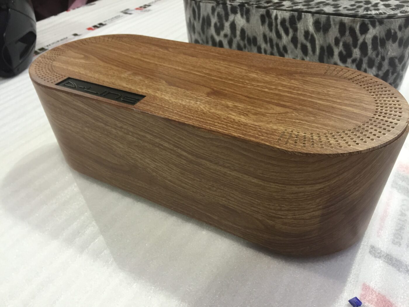 Speakers Coated In Wood And Panther Hydrographic Film