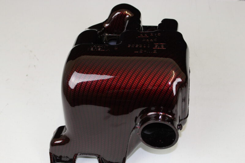 Engine Parts Coated In Carbon Fibre Painted Dark Red