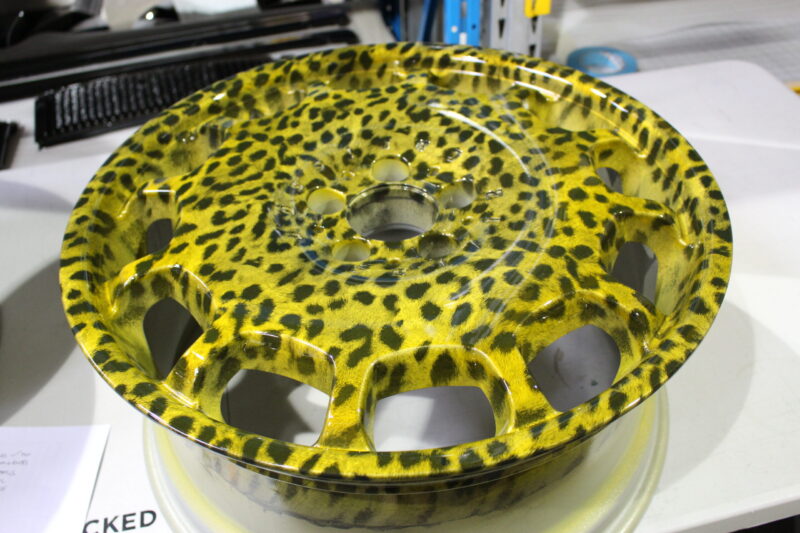 Mercedes alloy wheels coated in yellow panther coating