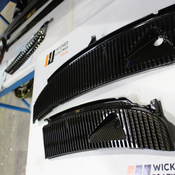 Car exterior coated in carbon fibre