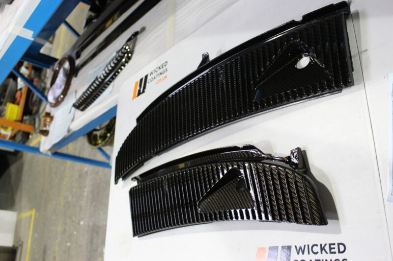 Car exterior coated in carbon fibre