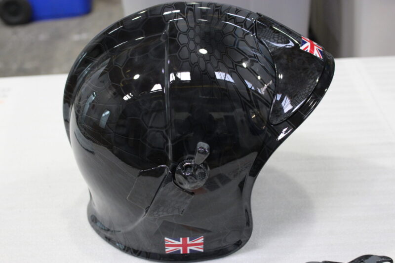 Fire Helmet Coated In Camouflage Hydrographic Film Painted Black
