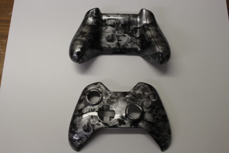 Gamepad Coated In Skull Hydrographic Film Painted Black