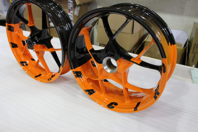 KTM Racing wheels painted black and orange