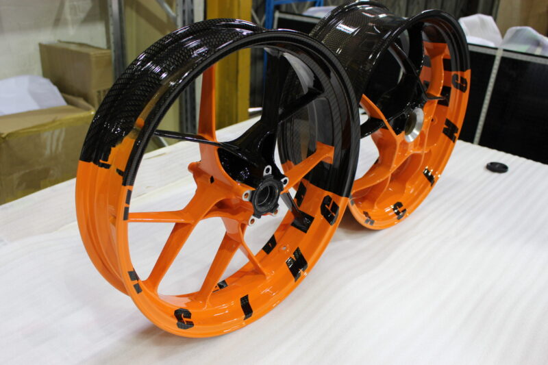 KTM Racing wheels painted black and orange